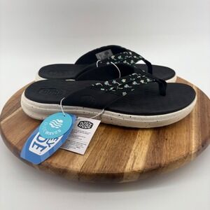 Hey Dude Finn Flip Mens Sandals Thong Black Palm Tree‎ Print Size M11